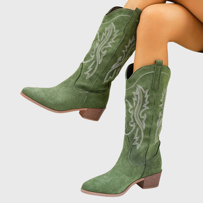 Mira Cowgirl Boots for Women | Wide Calf, Embroidered Western Design 4