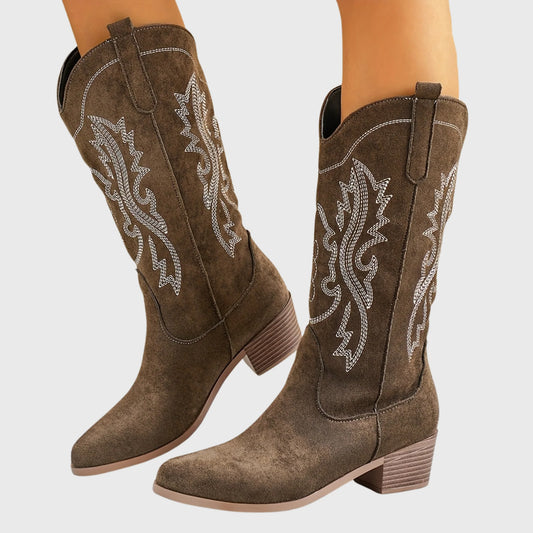 Mira Cowgirl Boots for Women | Wide Calf, Embroidered Western Design 6