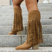 Mira Wide Calf Cowboy Boots | Women's Fringe, Mid-Calf, Side Zipper 0
