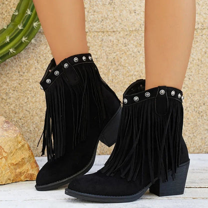 Mira Wide Calf Cowboy Boots | Women's Fringe, Mid-Calf, Side Zipper 8