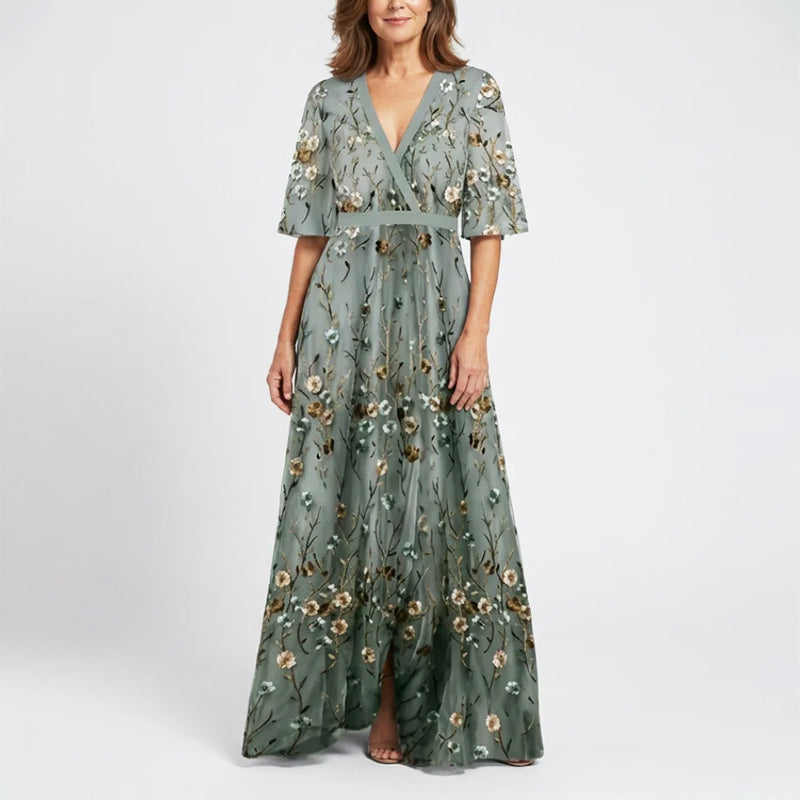 Nadia | Floral V-Neck Maxi Dress 0