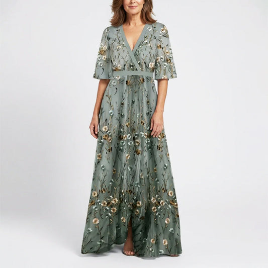 Nadia | Floral V-Neck Maxi Dress 0