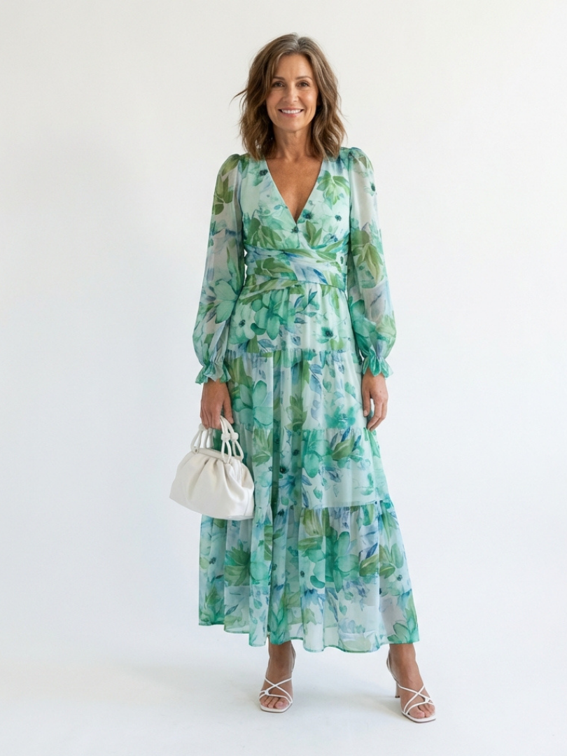 Naomi | Women's V Neck Floral Maxi Dress 0