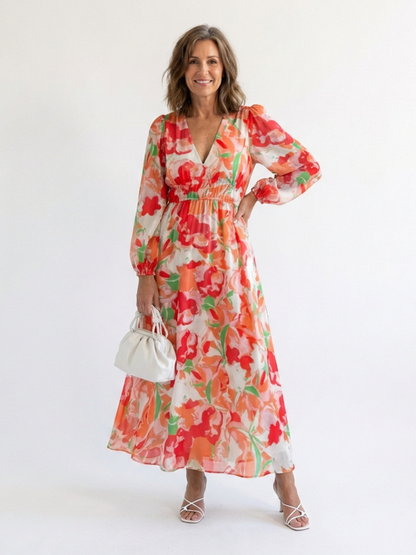 Naomi | Women's V Neck Floral Maxi Dress 4
