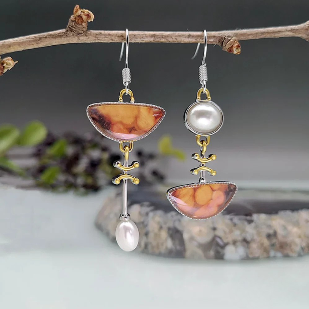 Natural Orange Gemstone Earrings 0