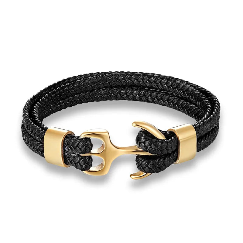 Nautical Anchor Leather Bracelet | Stylish Men's Jewellery 0