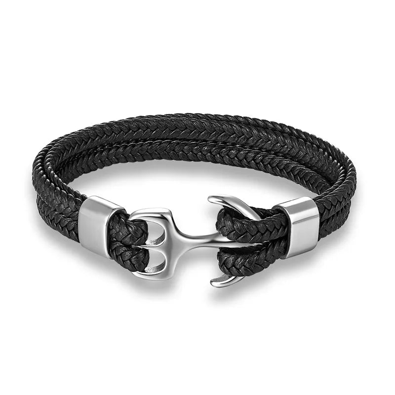 Nautical Anchor Leather Bracelet | Stylish Men's Jewellery 1