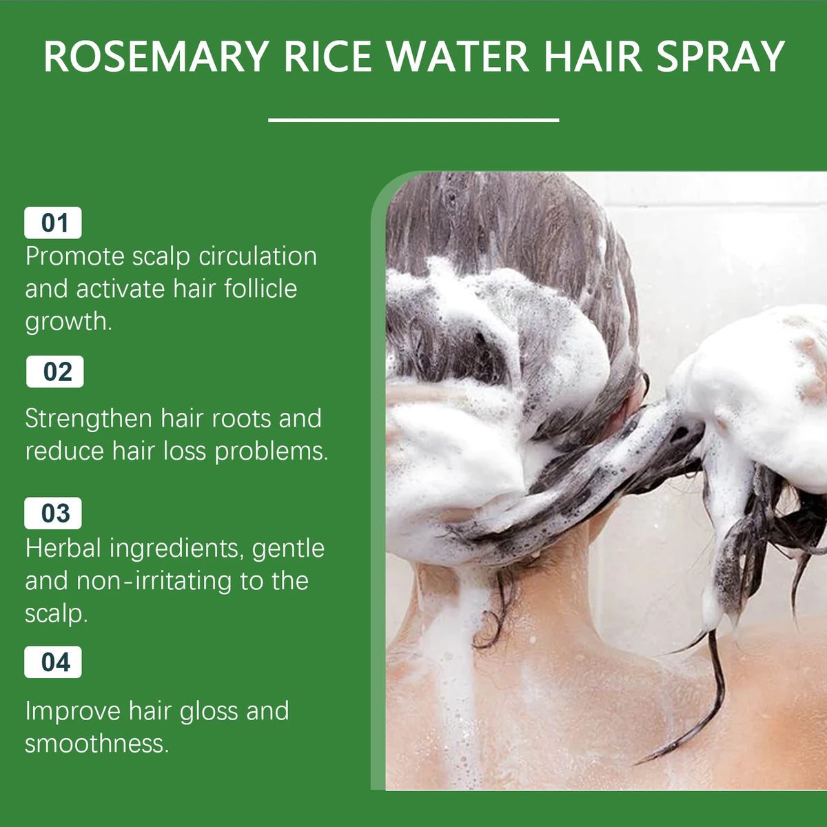 Nourish & Grow | Rosemary Hair Growth Spray with Rice Water for Hydration and Thickness 1