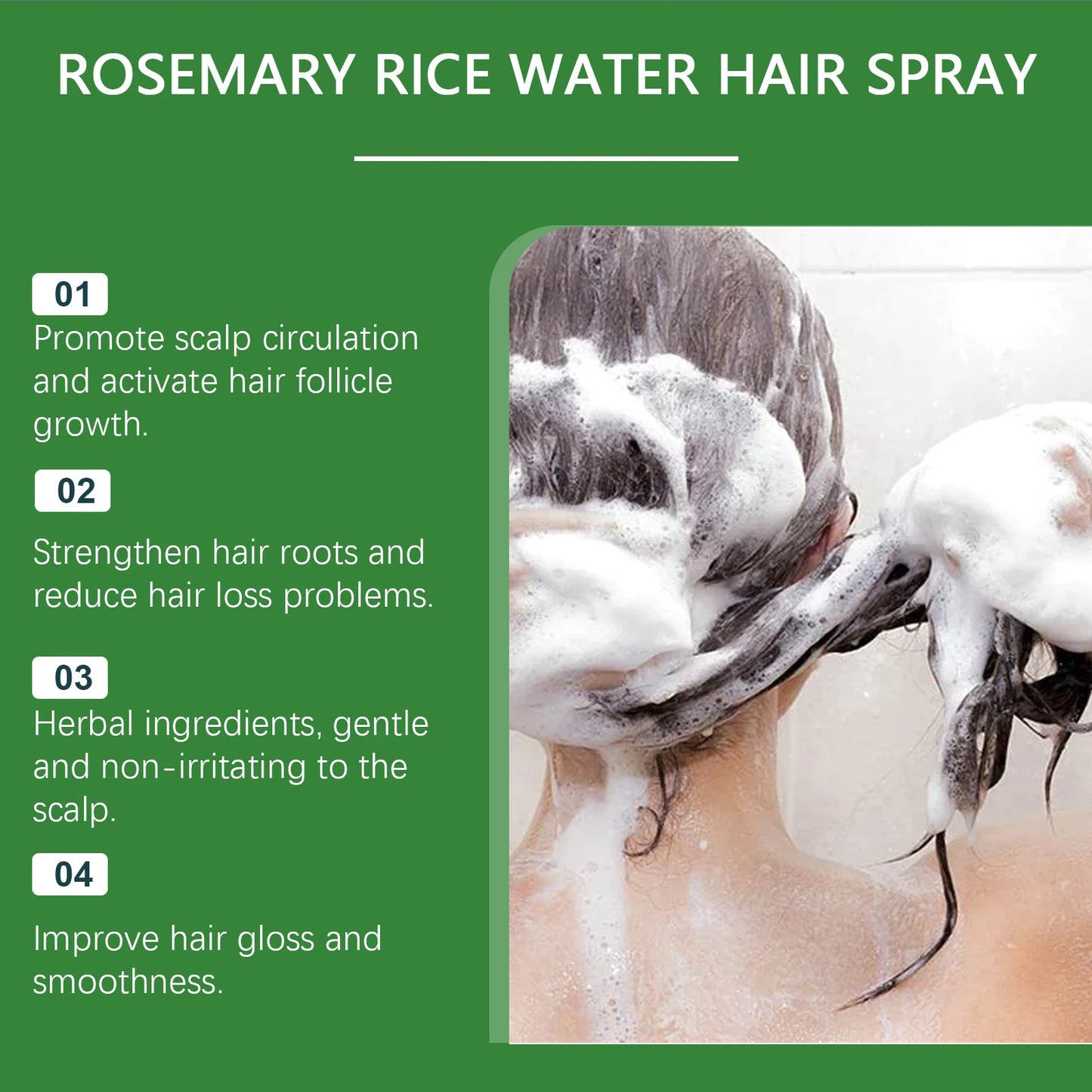 Nourish & Grow | Rosemary Hair Growth Spray with Rice Water for Hydration and Thickness 1