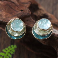 Ocean-Inspired Hand-Painted Multi-Layer Hoop Earrings 0