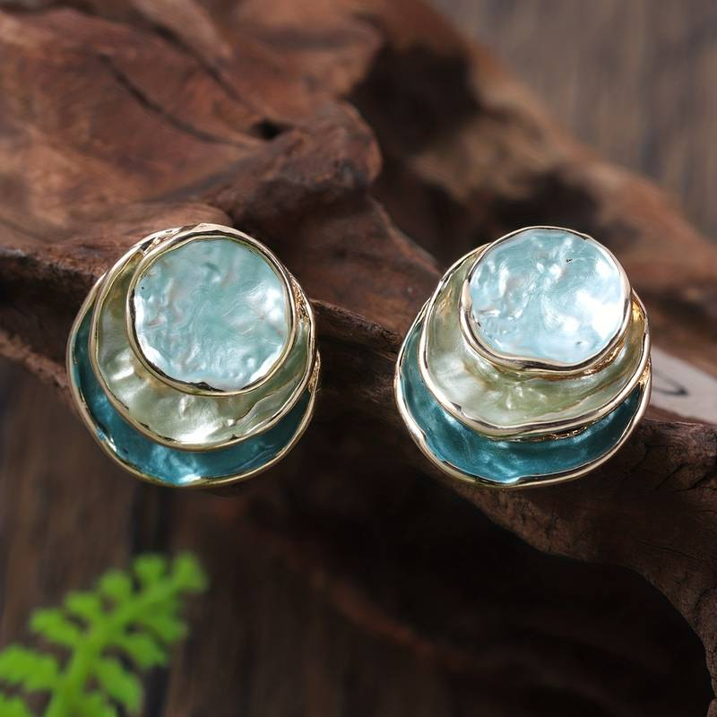 Ocean-Inspired Hand-Painted Multi-Layer Hoop Earrings 0