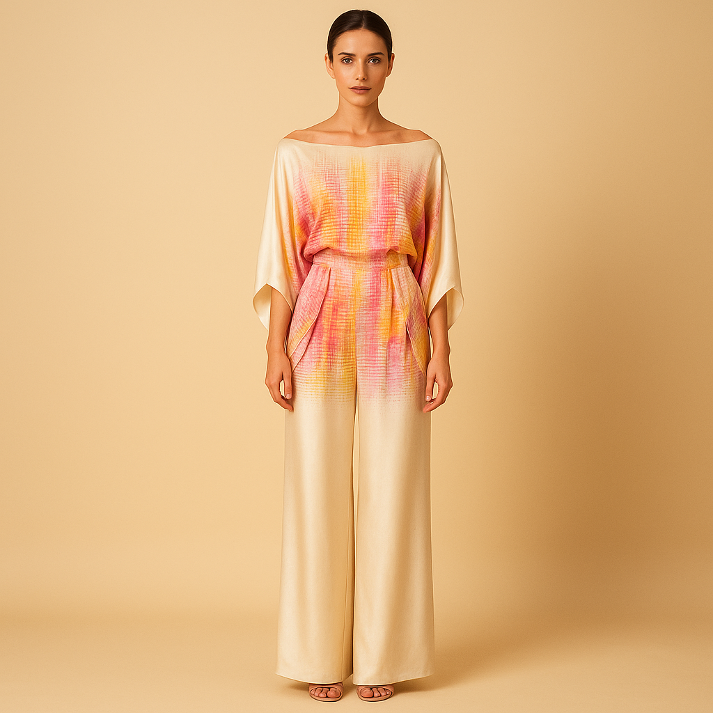 Off-shoulder balloon sleeve top and pants set for women | Amari 3