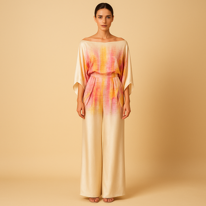 Off-shoulder balloon sleeve top and pants set for women | Amari 3