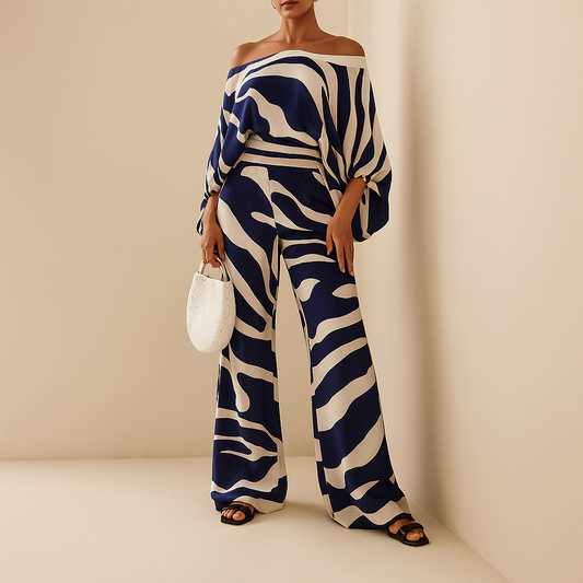 Off-shoulder balloon sleeve top and pants set for women | Amari 5