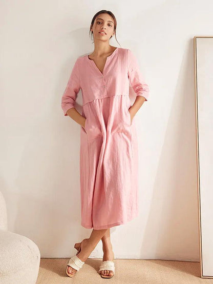 Olivia | Elegant Loose Fit White Maxi Dress for Women 3