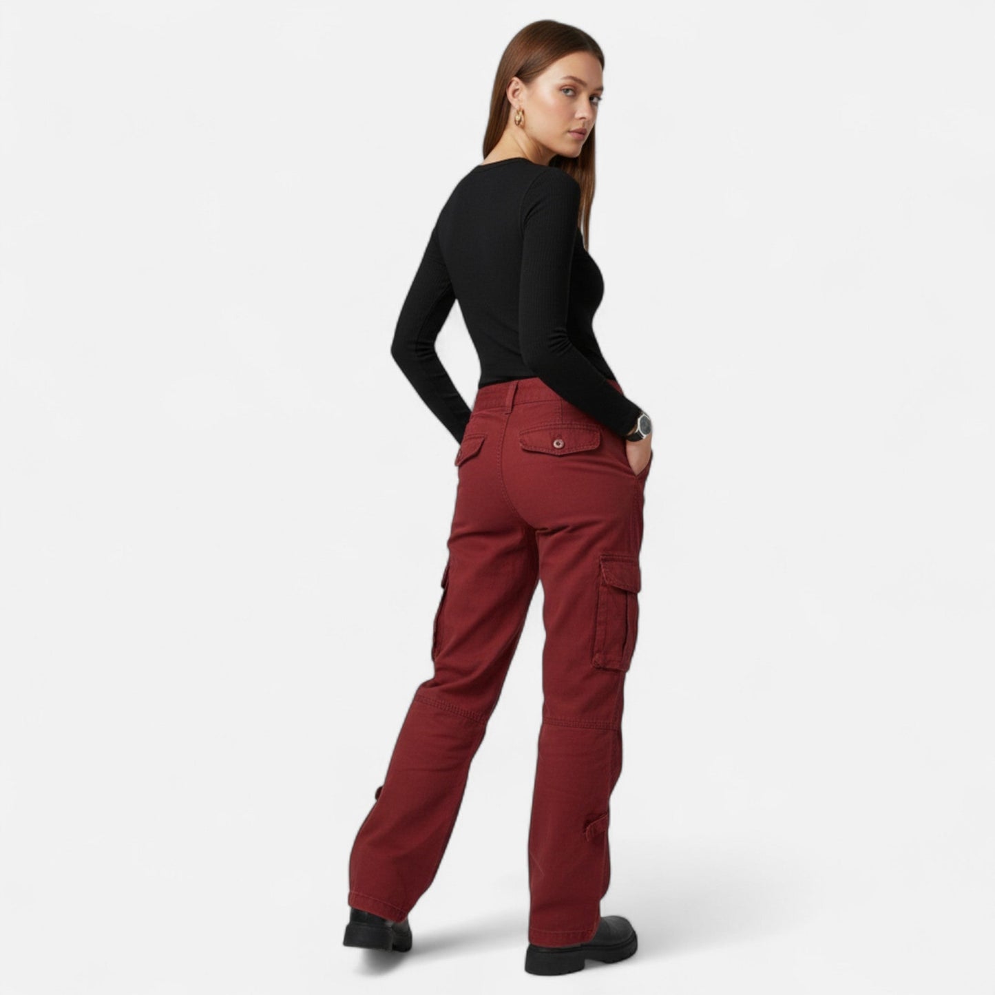 Olivia | Relaxed Black Cargo Pants for Women 2