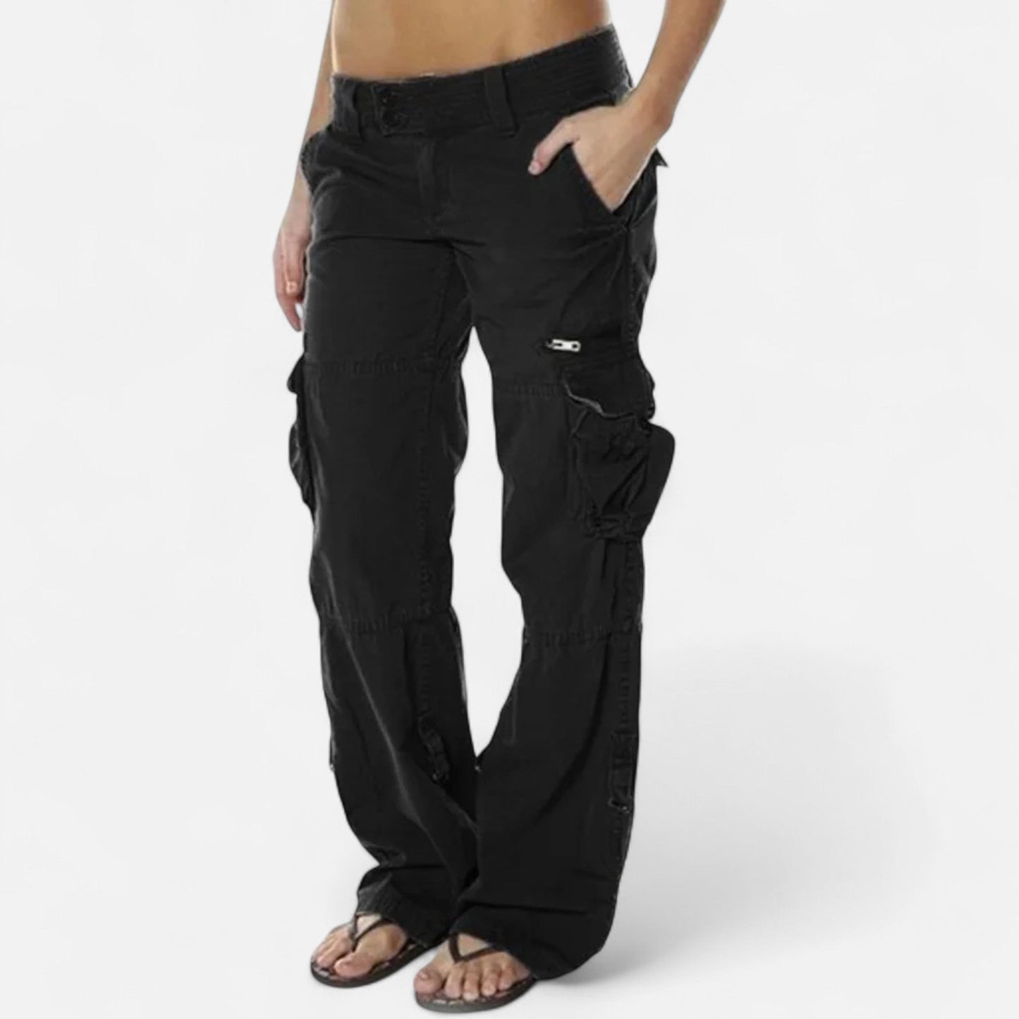 Olivia | Relaxed Black Cargo Pants for Women 6
