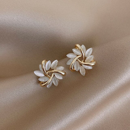 Opal Earrings in Gold and White 0