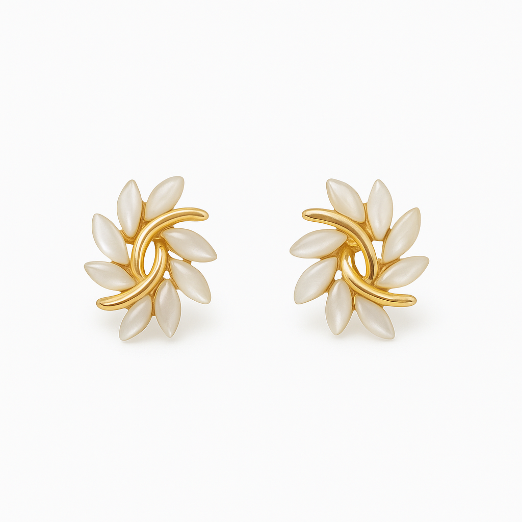 Opal Earrings in Gold and White 1