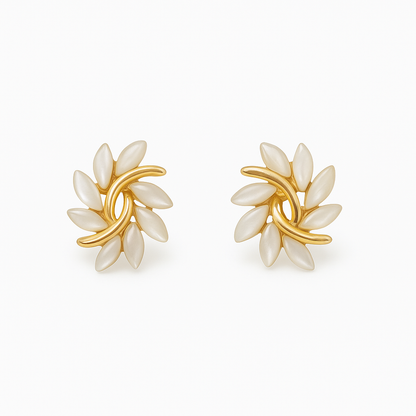 Opal Earrings in Gold and White 1