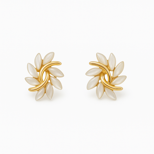 Opal Earrings in Gold and White 1