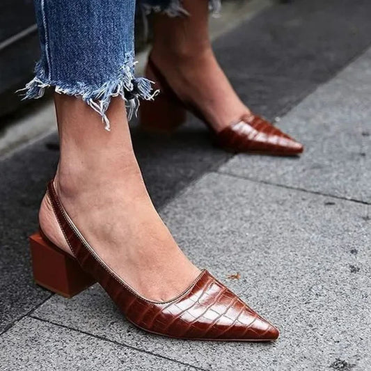 Orthopaedic Croco Brown Heels - Lara 0