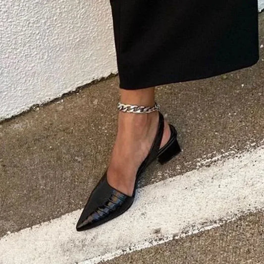 Orthopaedic Croco Brown Heels - Lara 1