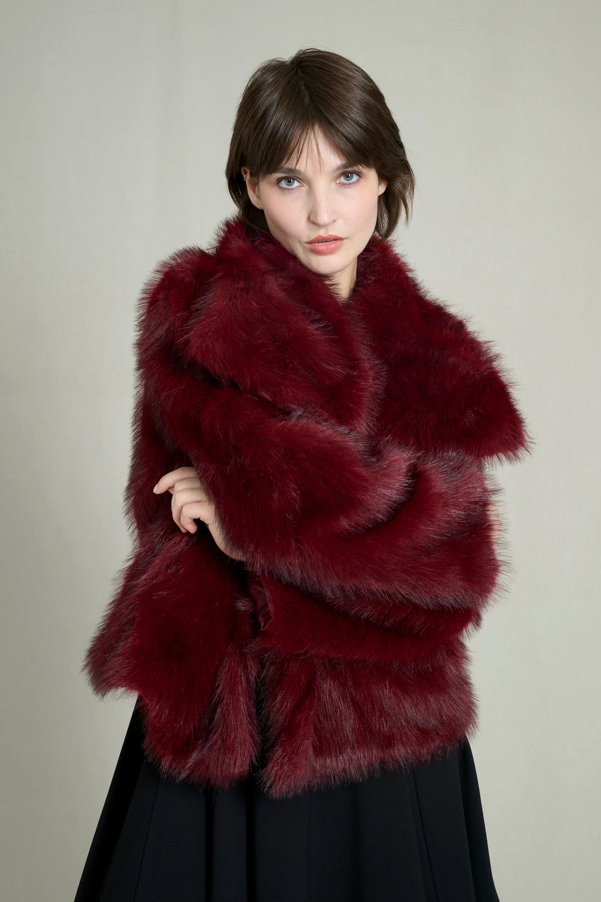 PREMIUM BURGUNDY FAUX FUR COAT 3