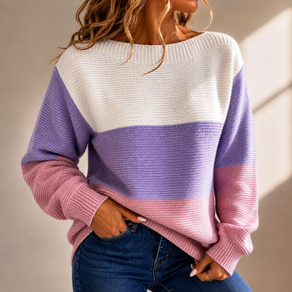 Pavina Women's Oversized Sweater | Soft Cotton-Blend, Colour-Block Design 4