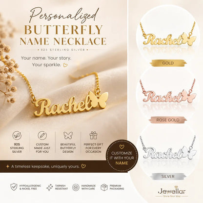 Personalized Butterfly Name Necklace in 925 Sterling Silver 6