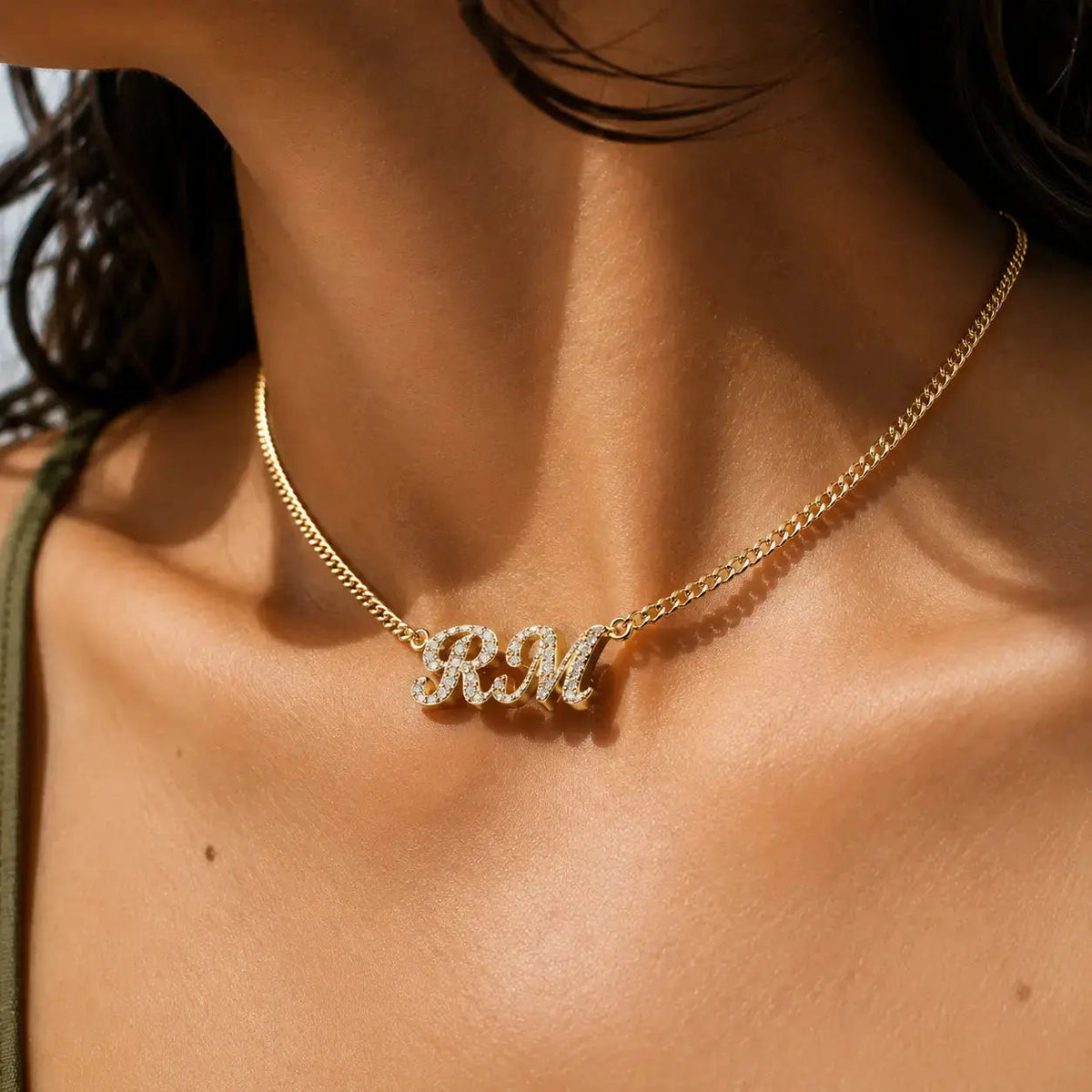 Personalized Diamond-Set Name Necklace in 925 Sterling Silver 1