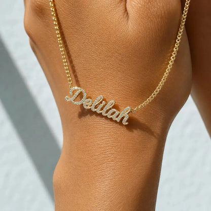 Personalized Diamond-Set Name Necklace in 925 Sterling Silver 2