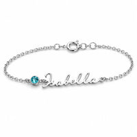 Personalized Name & Birthstone Bracelet - 925 Sterling Silver 0