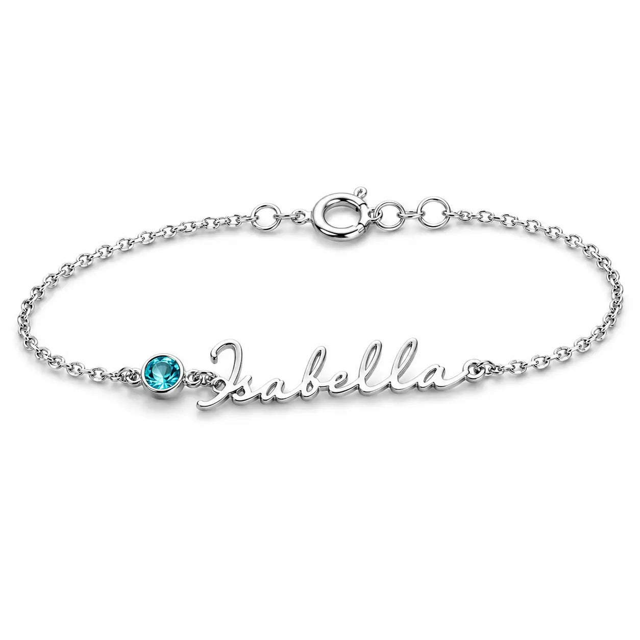 Personalized Name & Birthstone Bracelet - 925 Sterling Silver 0