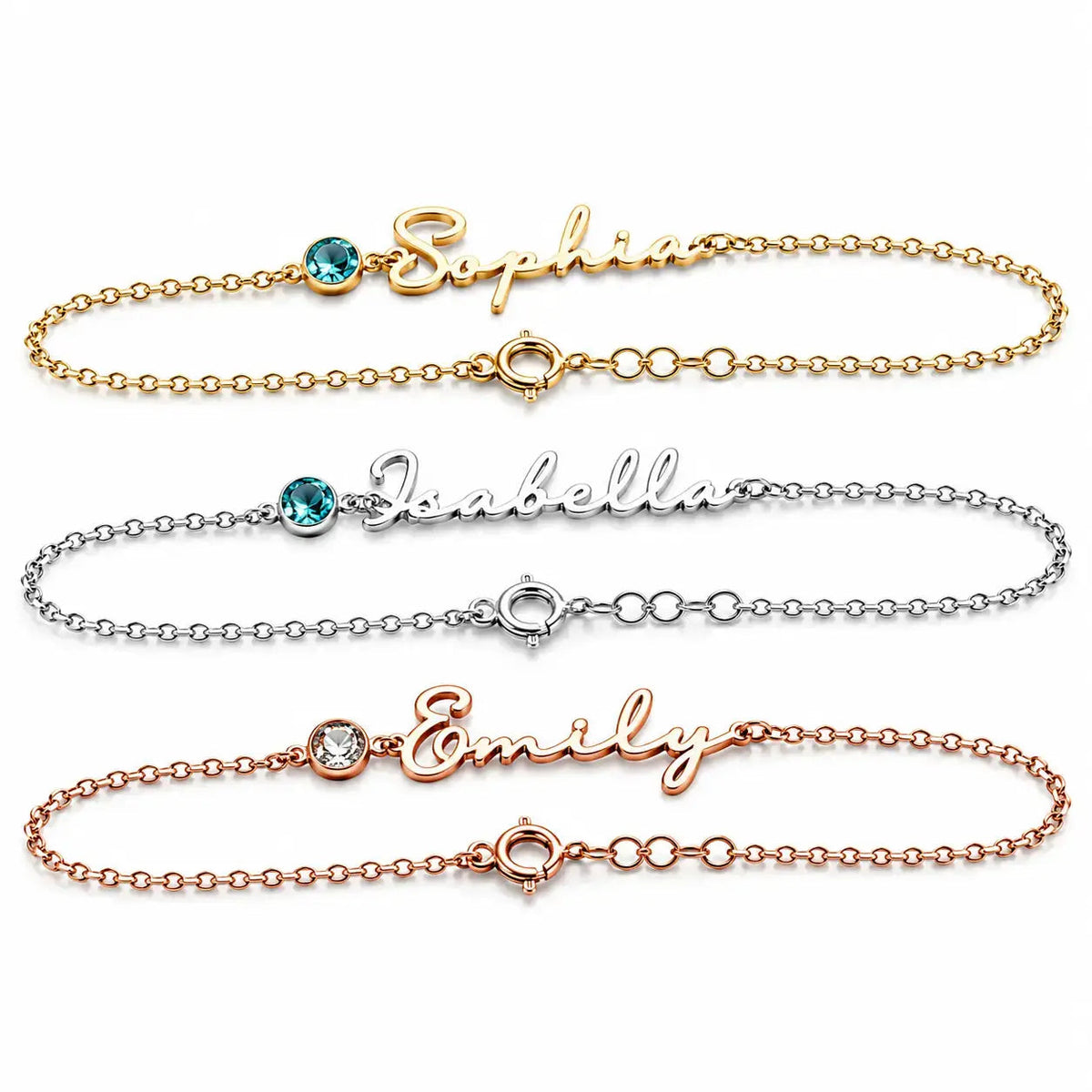 Personalized Name & Birthstone Bracelet - 925 Sterling Silver 5