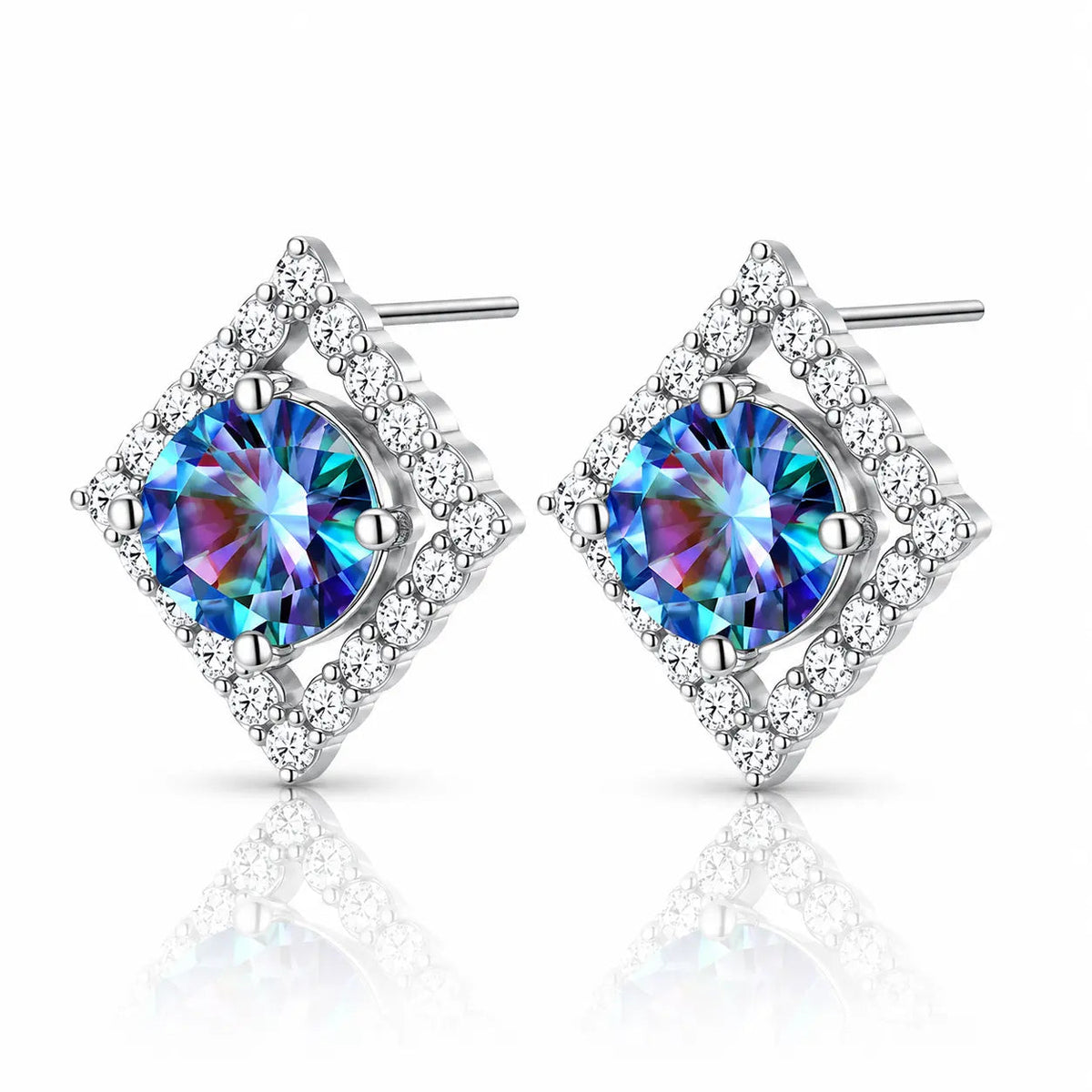 Prisme Rainbow Moissanite Studs - 925 Sterling Silver 2