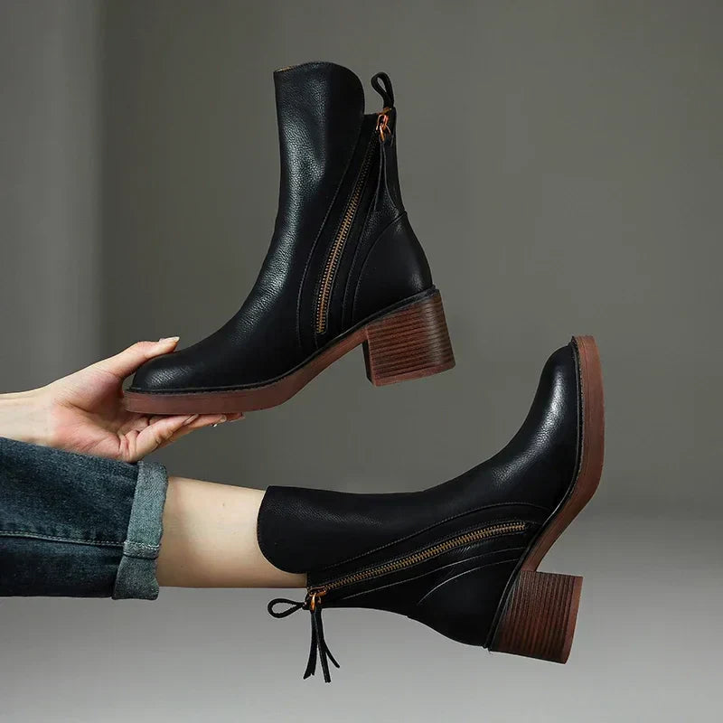 Rachel | Women's Zip-Up Block Heel Boots 0