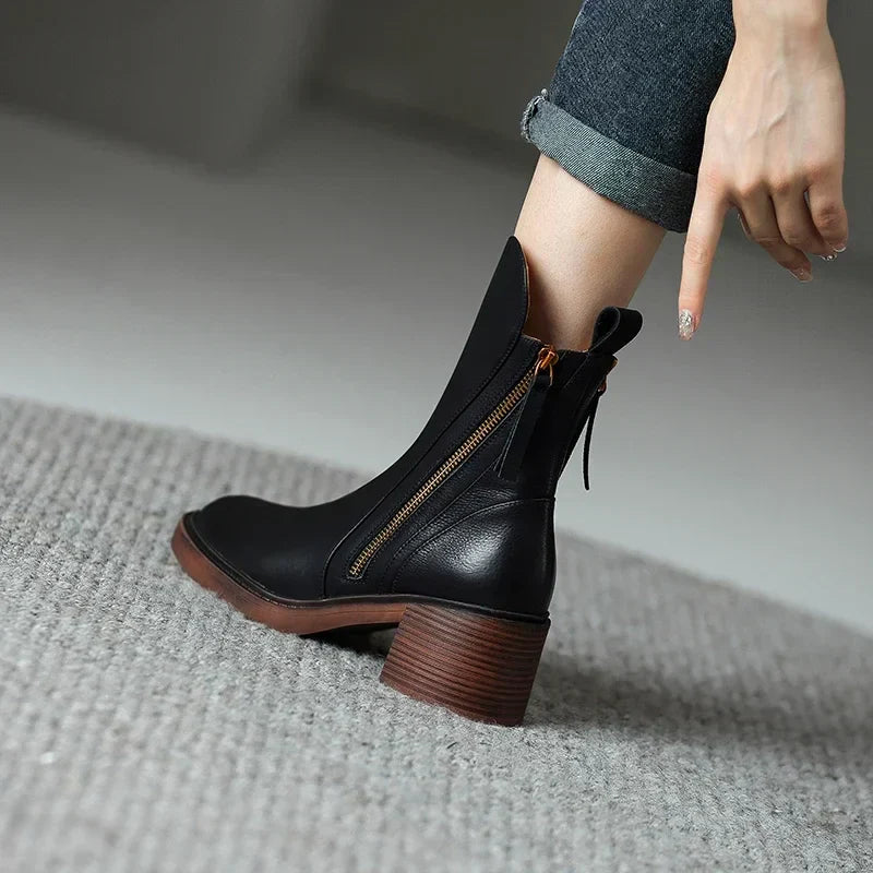 Rachel | Women's Zip-Up Block Heel Boots 1