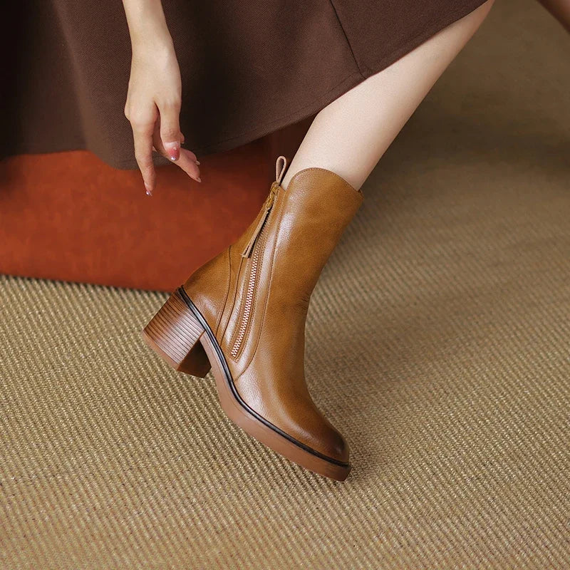 Rachel | Women's Zip-Up Block Heel Boots 3