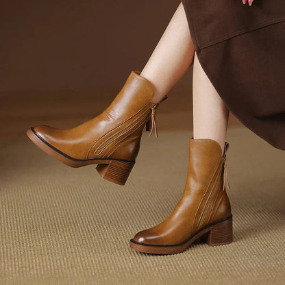 Rachel | Women's Zip-Up Block Heel Boots 4