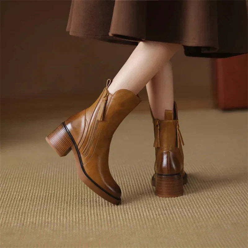 Rachel | Women's Zip-Up Block Heel Boots 5