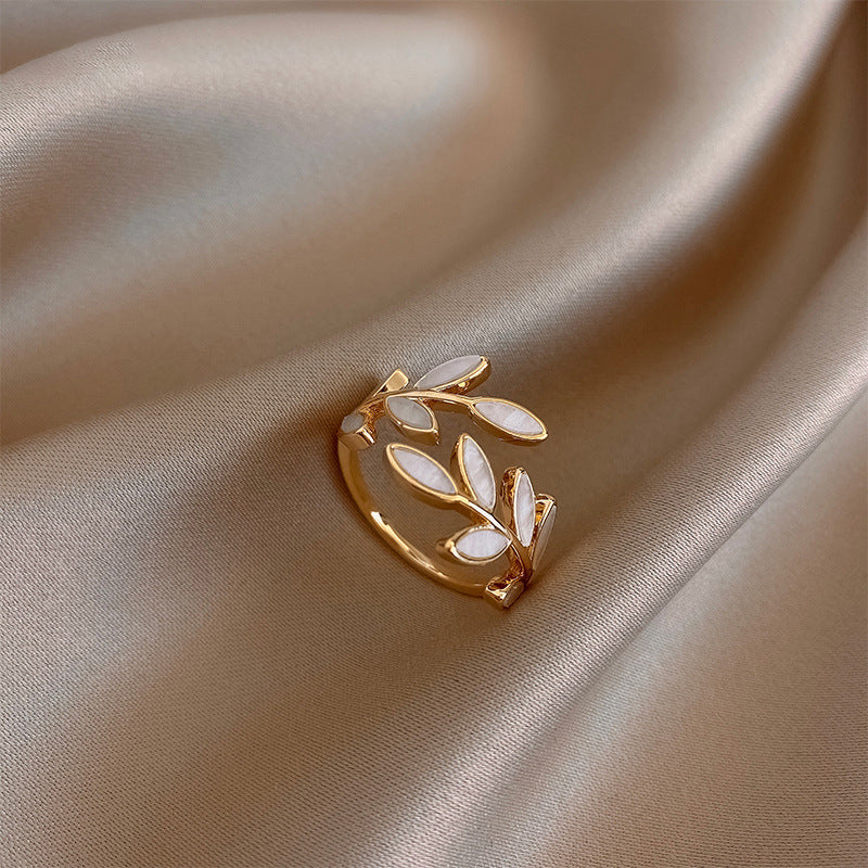 Radiant - Elegant White Opal Leaf Band 0