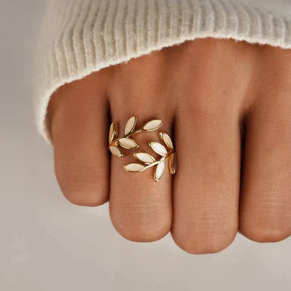 Radiant - Elegant White Opal Leaf Band 1