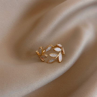 Radiant - Elegant White Opal Leaf Band 2