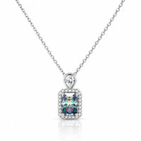Rainbow Halo Moissanite Necklace - 925 Sterling Silver 0