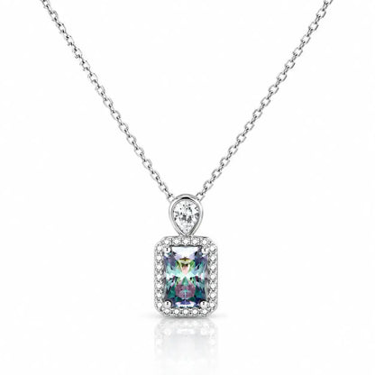 Rainbow Halo Moissanite Necklace - 925 Sterling Silver 0