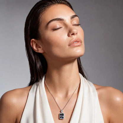 Rainbow Halo Moissanite Necklace - 925 Sterling Silver 1