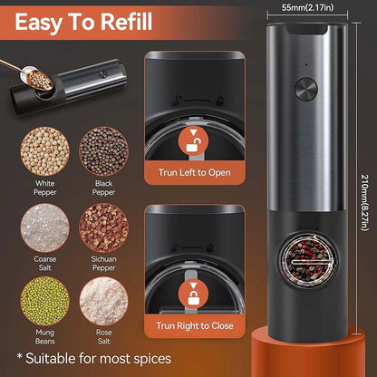Rechargeable Electric Salt and Pepper Mill Set 3