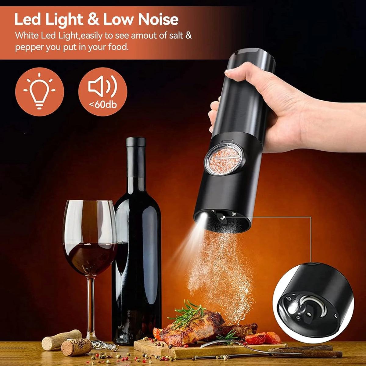 Rechargeable Electric Salt and Pepper Mill Set 4