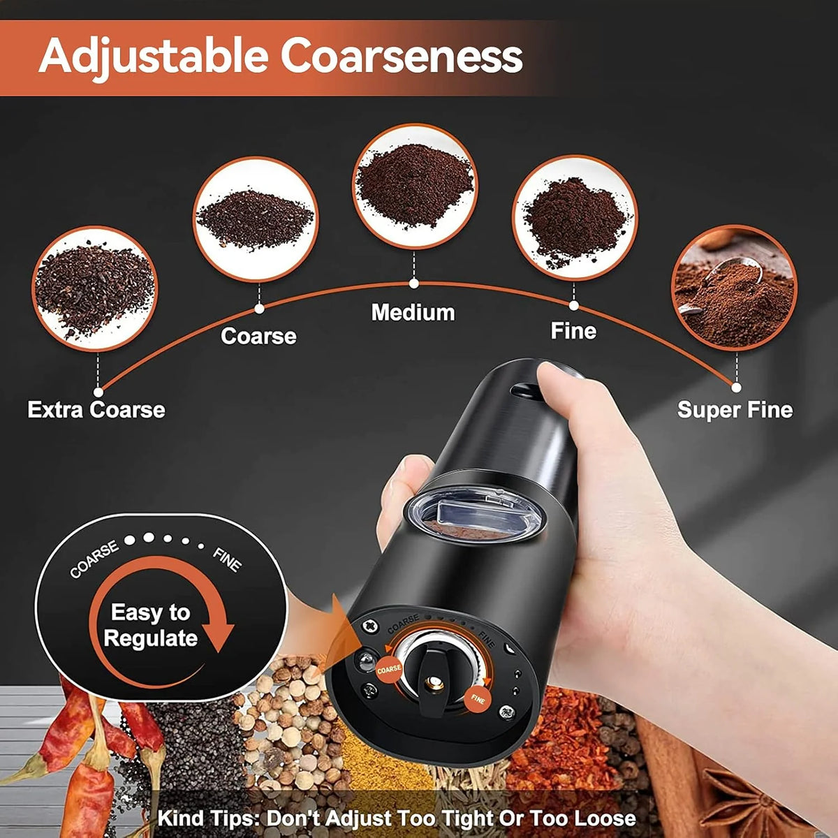 Rechargeable Electric Salt and Pepper Mill Set 5